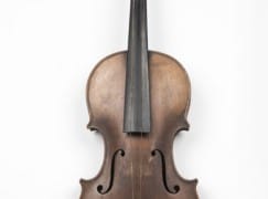 Violin belonging to cat burglar, Charles Peace, executed for killing a police officer in a burglary gone wrong in 1878. Peace was a musician serenading households by day; returning robber by night. © Museum of London / object courtesy the Metropolitan Polices Crime Museum