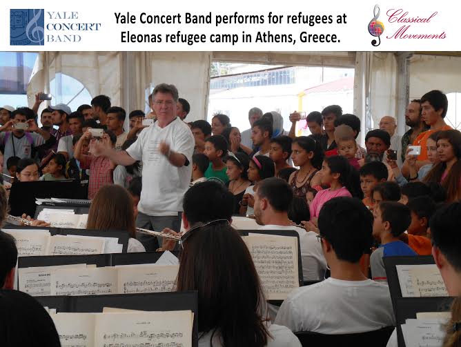 Yale band plays in Greek migrant camp