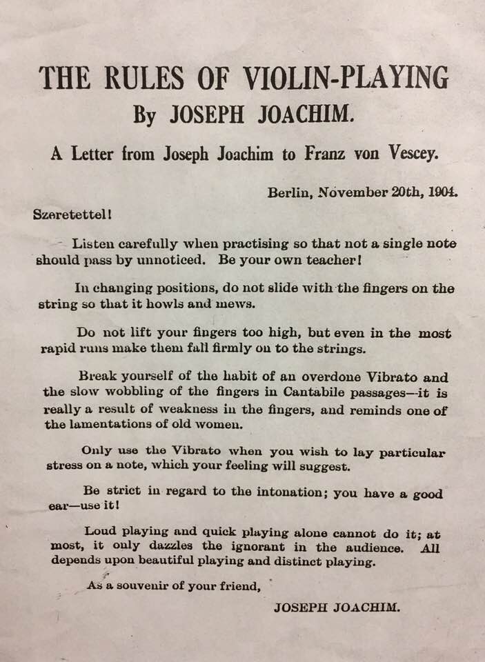 Read Joseph Joachim’s rules for playing the violin