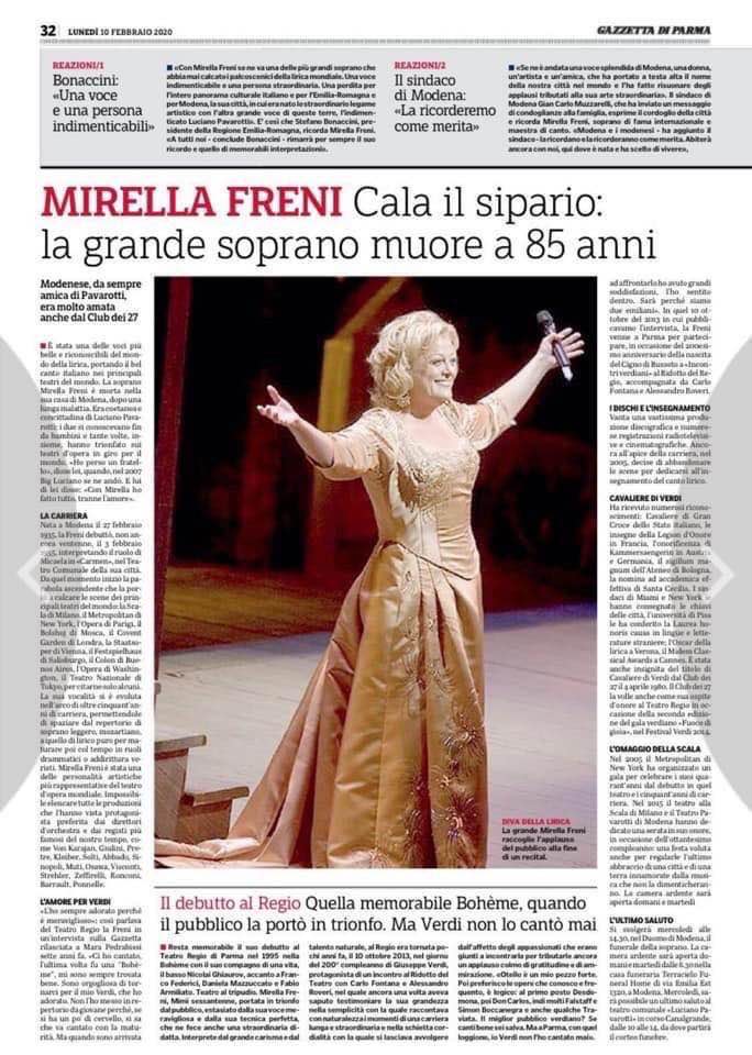 Bad news: Italian paper mourns Mirella Freni with picture of Deborah Voigt