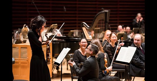 On Valentine’s Night, a 2nd trumpet proposed on stage to a 1st violin