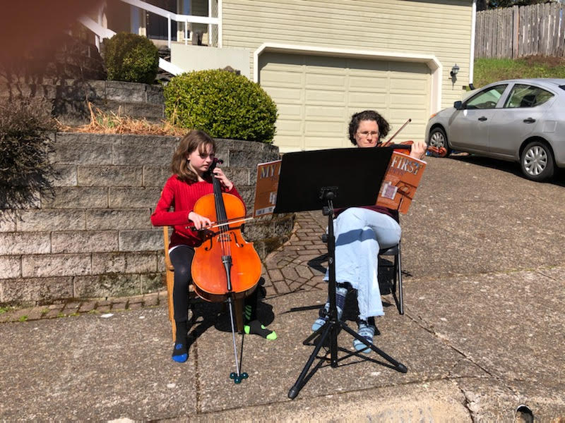 In lockdown, we play duets at the end of our driveway