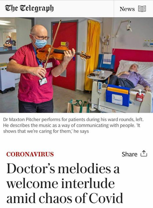 Covid doctor continues his violin rounds