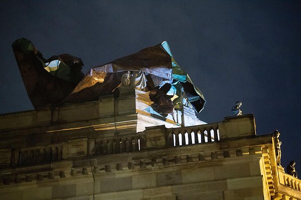Storm rips roof off German opera