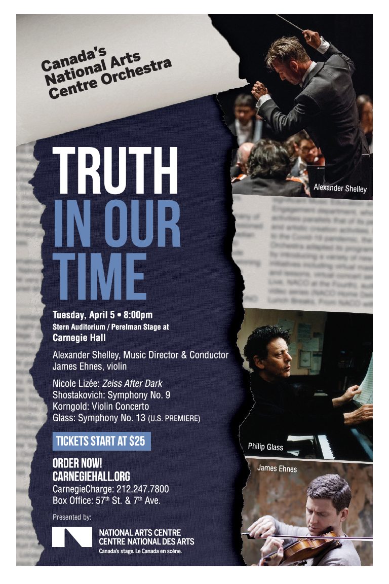 Canada’s National Arts Centre Orchestra presents TRUTH IN OUR TIME at Carnegie Hall