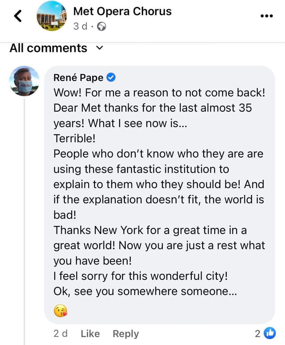 René Pape says he won’t return to the Met after Pride week