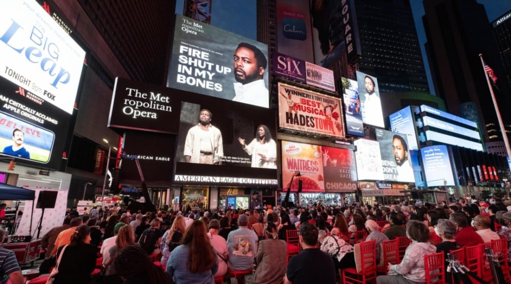 Watching the Met opening night from Times Square