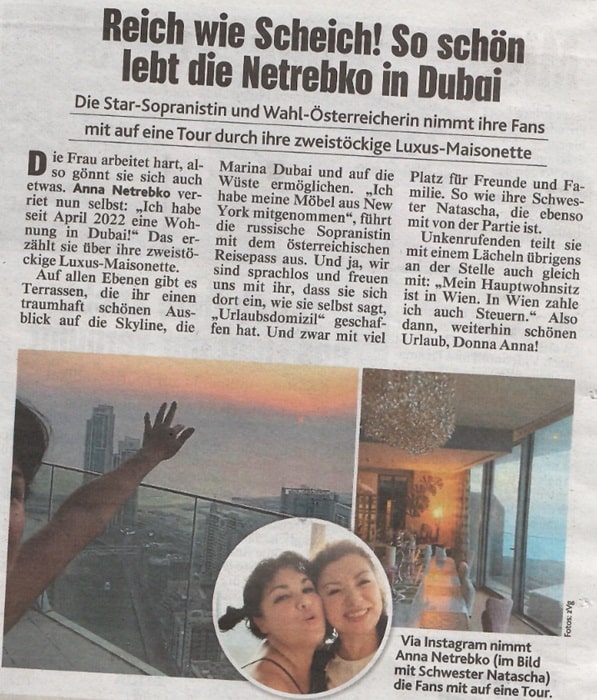 Anna Netrebko has new home in … Dubai