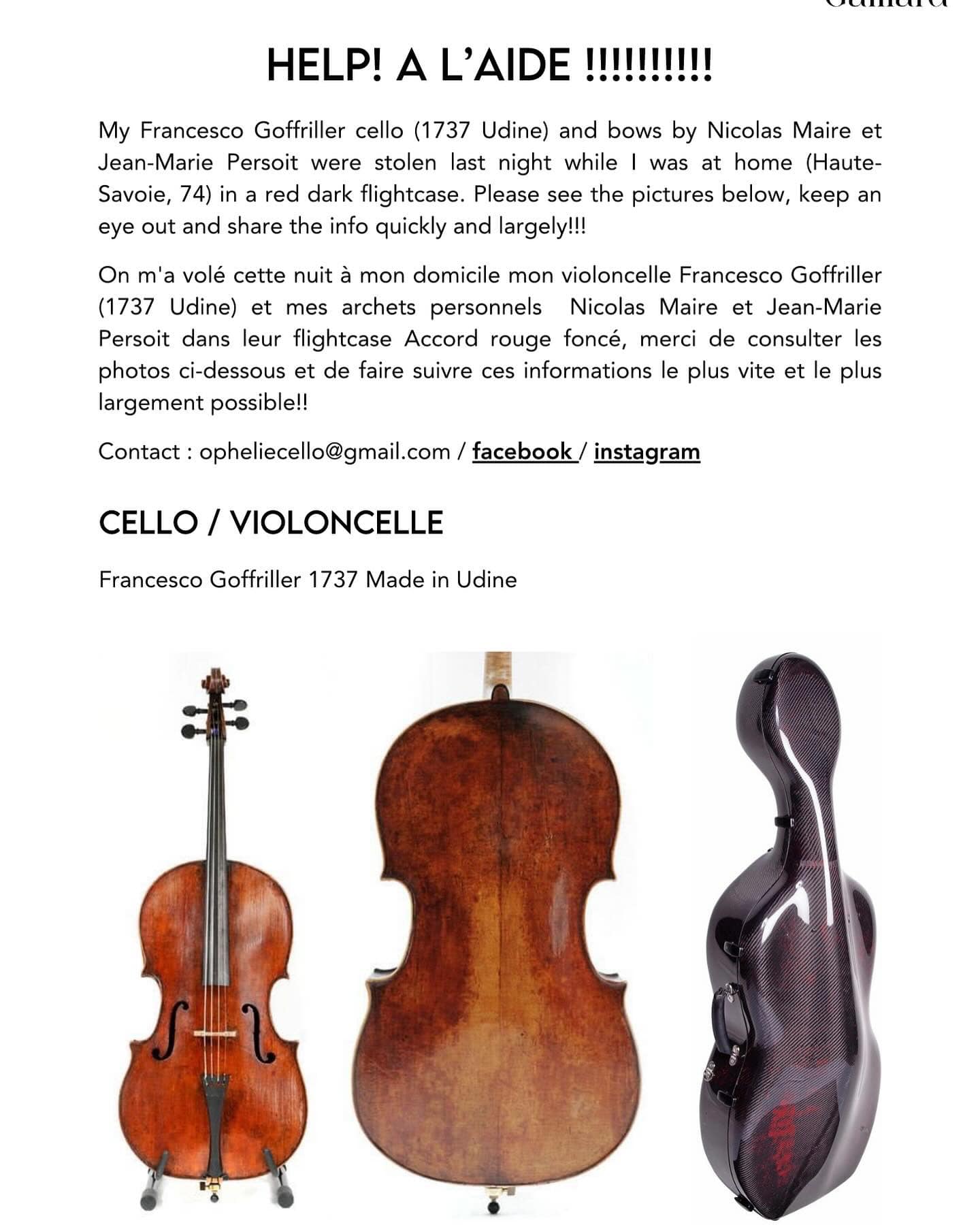 Soloist has her cellist stolen … twice